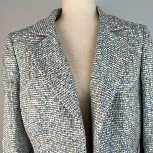 Vintage Albert Nipon Light Blue Tweed Dress Jacket Size 10 - Picture 2 of 7